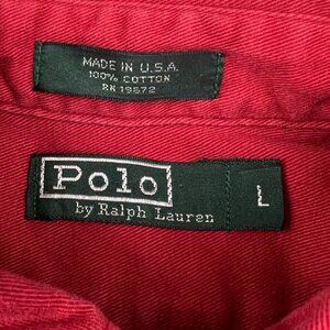 VTG GREEN LABEL Polo Ralph Lauren Button Up Cotton Men Size Large Red USA MADE